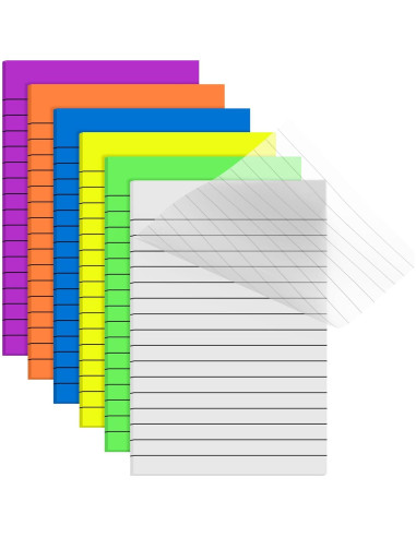 Notas Adhesivas Transparentes Yinder 6 Pack 10x15 cm Colores Brillantes
