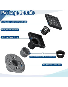 Desagüe Cuadrado Neodrain 10 cm Acero Inoxidable Negro Mate 2