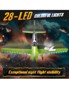 Avión RC Bezgar Z61 Verde con Giroscopio y Luces LED 2