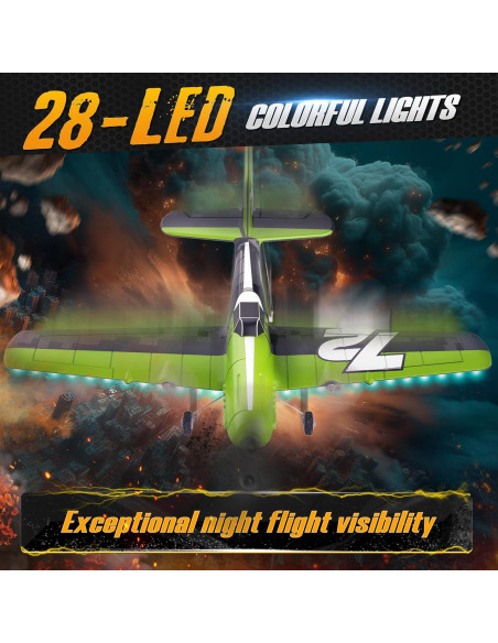 Avión RC Bezgar Z61 Verde con Giroscopio y Luces LED