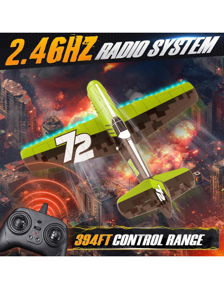Avión RC Bezgar Z61 Verde con Giroscopio y Luces LED