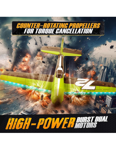 Avión RC Bezgar Z61 Verde con Giroscopio y Luces LED