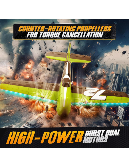 Avión RC Bezgar Z61 Verde con Giroscopio y Luces LED