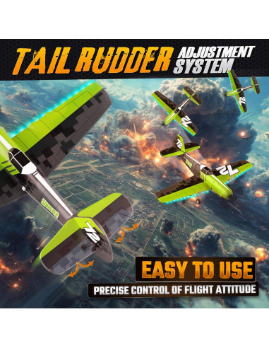 Avión RC Bezgar Z61 Verde con Giroscopio y Luces LED