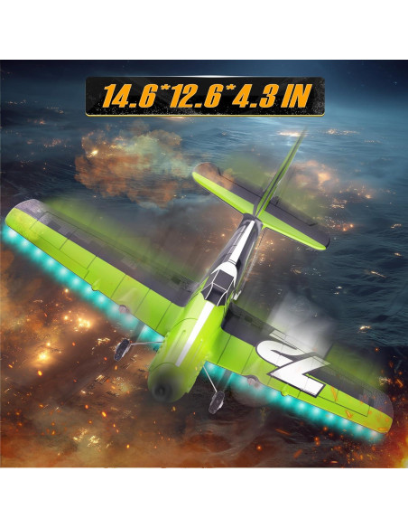 Avión RC Bezgar Z61 Verde con Giroscopio y Luces LED