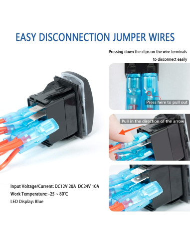 Interruptor Rocker Momentáneo Impermeable 12V 20A Azul - KEING