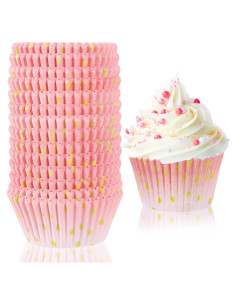 Forros de Cupcake Desechables Funtery 300 Piezas Rosa Dorado