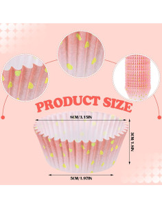 Forros de Cupcake Desechables Funtery 300 Piezas Rosa Dorado 2