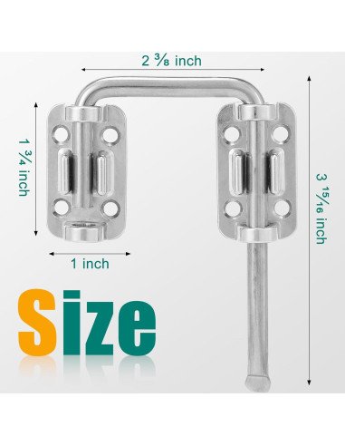 Cerradura de Puerta Corredera HBL de Acero Endurecido Plata - Paquete de 2