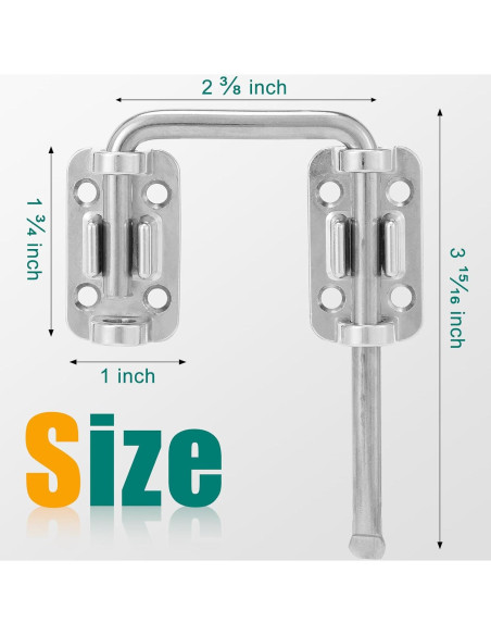 Cerradura de Puerta Corredera HBL de Acero Endurecido Plata - Paquete de 2