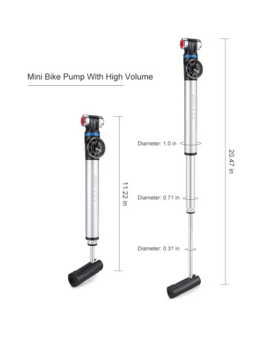 Mini bomba de bicicleta CXWXC con manómetro 120 PSI portátil
