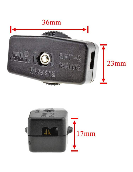 Interruptor de Cable Rotativo HAHIYO 3A 125V Doble Polo Negro