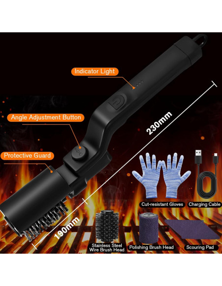 Cepillo Limpiador Eléctrico GlamChi LZ-8057 para Parrillas