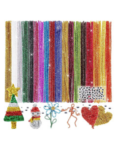 Caydo 200 Limpiapipas Brillantes 30.48 cm + 100 Ojos Móviles