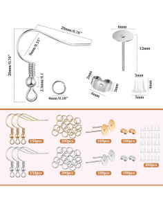 Kit de Ganchos para Pendientes Quelay 1500 Pcs Antisensitivo 2