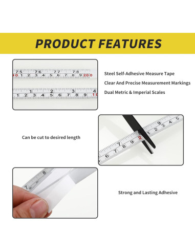 2 Cintas Métricas Autoadhesivas Qtcial 200cm Doble Escala