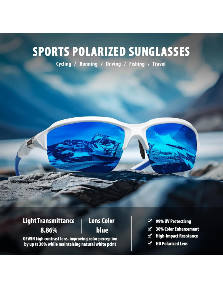 Gafas de Sol Deportivas Polarizadas UV400 Unisex Marco Blanco