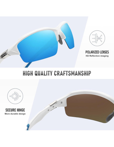 Gafas de Sol Deportivas Polarizadas UV400 Unisex Marco Blanco