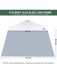 Paredes Laterales Grises JANCANOPY para Carpa 10x10 Pies 2