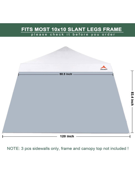Paredes Laterales Grises JANCANOPY para Carpa 10x10 Pies