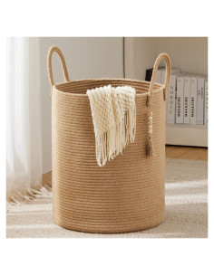 Cesta de lavandería YOUDENOVA 58L yute redonda colapsable
