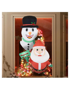 Decoración Inflable Navideña Santa y Frosty Sunnydaze - 2 Luces LED