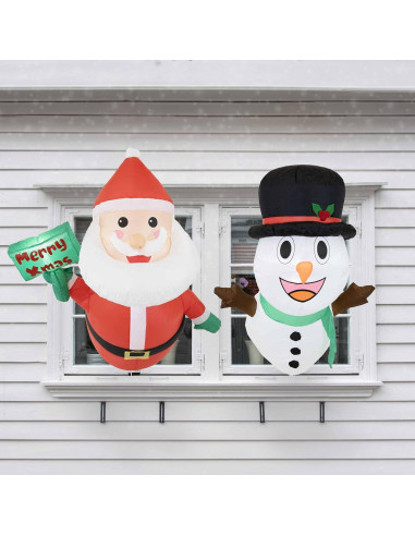 Decoración Inflable Navideña Santa y Frosty Sunnydaze - 2 Luces LED
