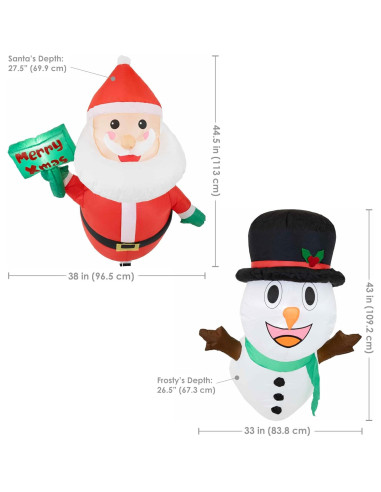 Decoración Inflable Navideña Santa y Frosty Sunnydaze - 2 Luces LED