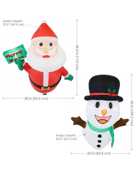 Decoración Inflable Navideña Santa y Frosty Sunnydaze - 2 Luces LED