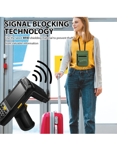 Bolsillo de Cuello Antirrobo DEEZOMO Verde Militar 20x15cm