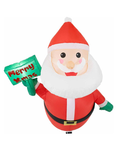 Decoración Inflable Navideña Santa y Frosty Sunnydaze - 2 Luces LED