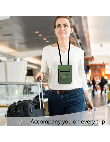 Bolsillo de Cuello Antirrobo DEEZOMO Verde Militar 20x15cm