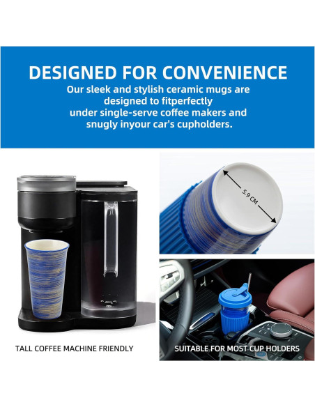 Taza de Viaje Cerámica Azul TIANNA VALLEY 450ml A Prueba de Microondas