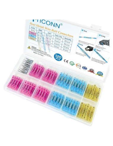 Kit de Conectores de Empalme Térmico TICONN 120PCS AWG 24-10