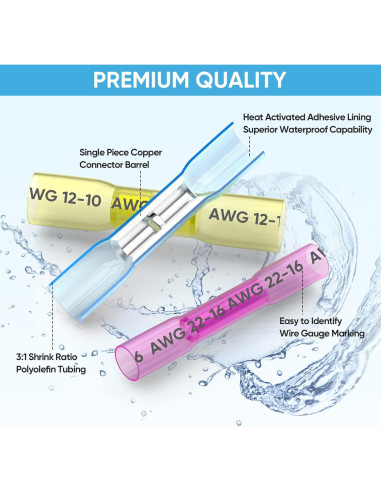 Kit de Conectores de Empalme Térmico TICONN 120PCS AWG 24-10