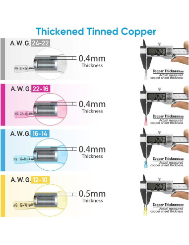 Kit de Conectores de Empalme Térmico TICONN 120PCS AWG 24-10