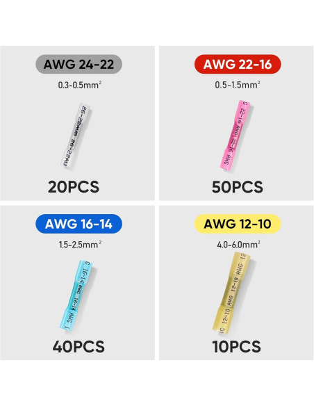 Kit de Conectores de Empalme Térmico TICONN 120PCS AWG 24-10