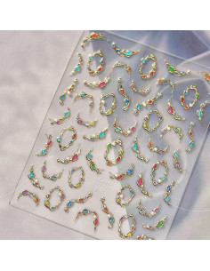 Calcomanías de Uñas Doradas 5D NZRAESTRS - 1 Hoja Autoadhesiva 2