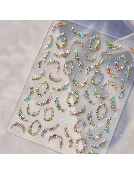 Calcomanías de Uñas Doradas 5D NZRAESTRS - 1 Hoja Autoadhesiva