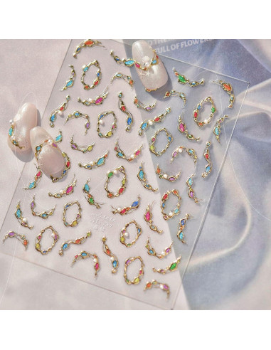 Calcomanías de Uñas Doradas 5D NZRAESTRS - 1 Hoja Autoadhesiva