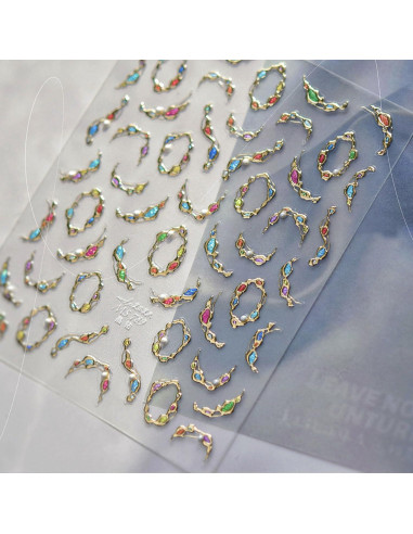 Calcomanías de Uñas Doradas 5D NZRAESTRS - 1 Hoja Autoadhesiva