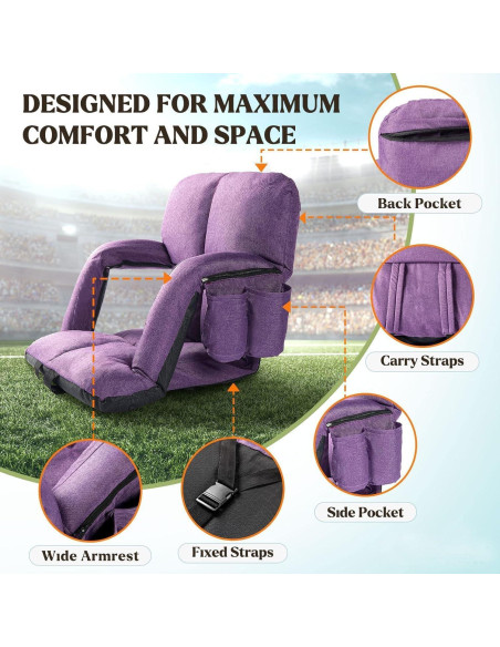 Silla de Estadio Time Forest Púrpura Reclinable 6 Posiciones