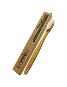 Cepillo de Dientes de Bambú Barebu - 100% Biodegradable, Blanco