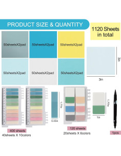 Notas Adhesivas Transparentes Vuzvuv 1120 Piezas 7.62x7.62 cm 2