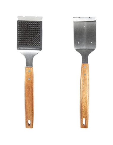 Cepillo y Raspador Hcirjhie para Parrilla - Acero Inoxidable y Madera