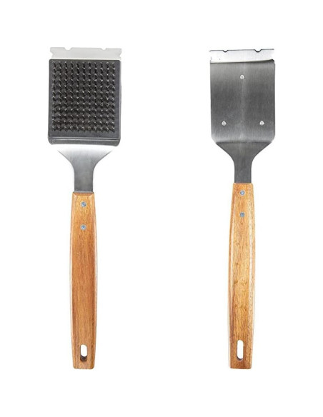 Cepillo y Raspador Hcirjhie para Parrilla - Acero Inoxidable y Madera