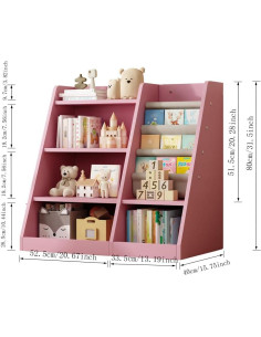 Estantería de Libros para Niños SmartEdge Rosa 4 Niveles 2