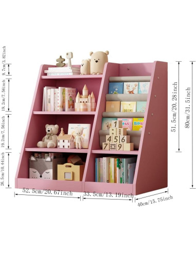 Estantería de Libros para Niños SmartEdge Rosa 4 Niveles