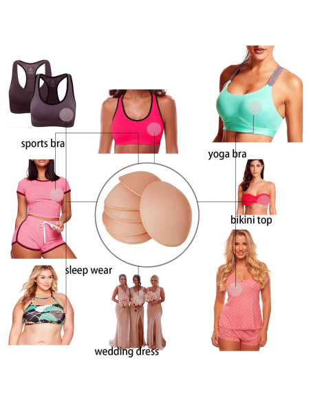 WMugthome 3 Pares Almohadillas Redondas Suaves para Sujetador C/D/DD