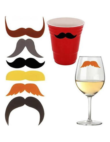 30 Marcadores de Copas de Vino Silicona Metulip - Labio, Bigote, Gato